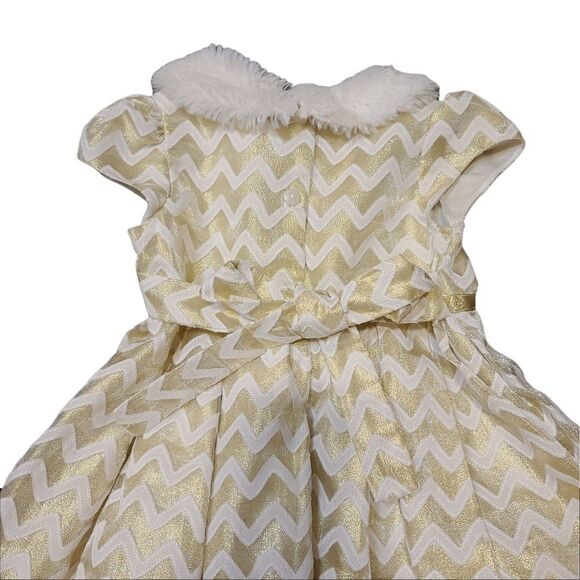 Gold Christmas Dress Holiday 4T - Picture 3 of 6
